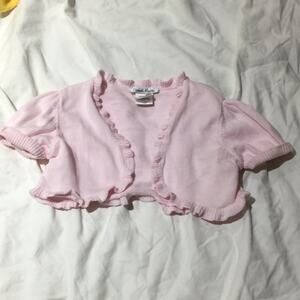 Sarah louise pale pink shrung cardigan  💯cotton 2T euc perfect over dresses